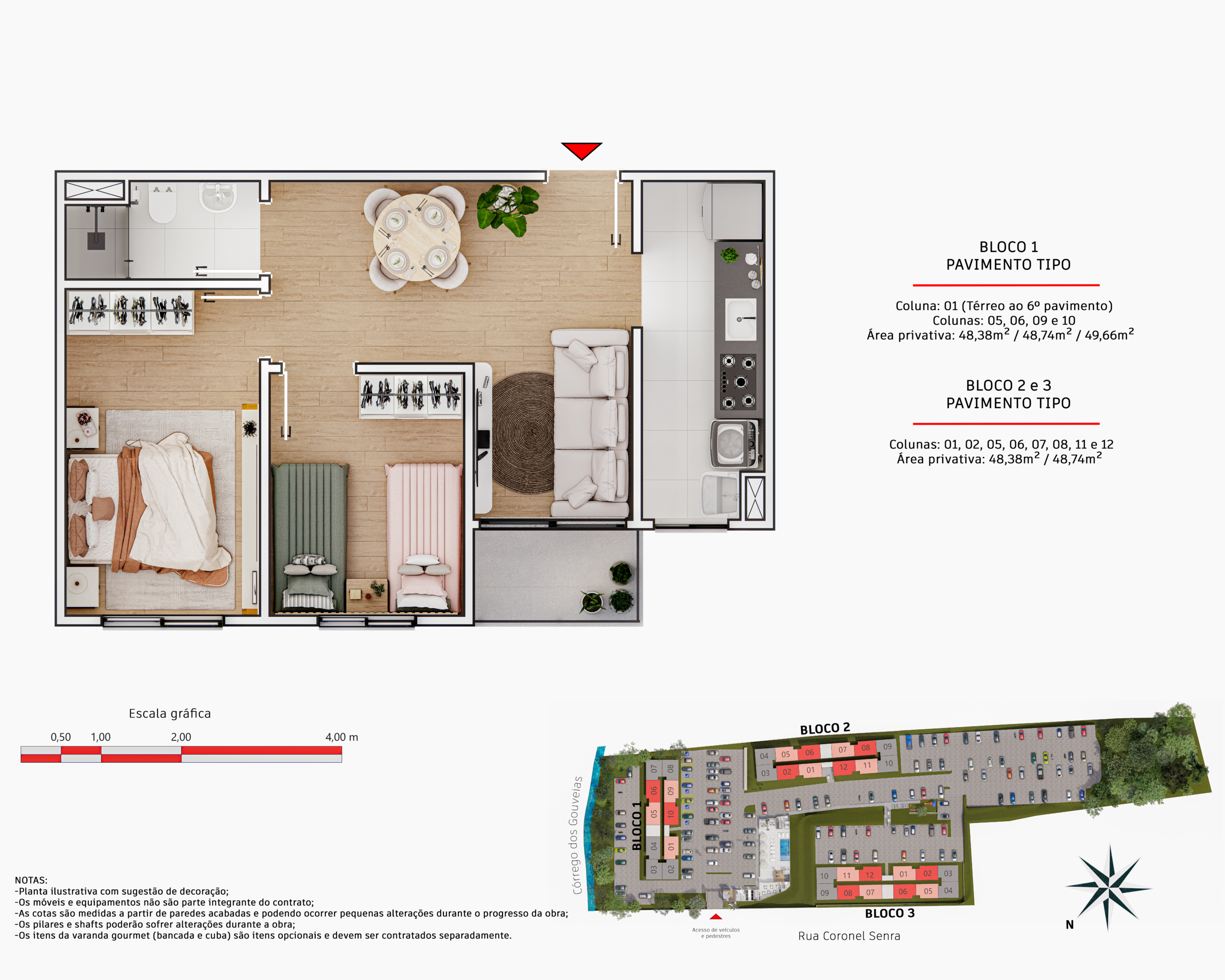 Planta humanizada do apartamento